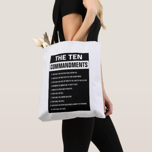 Tien Geboden Bijbelvers Christelijk Religieus Tote Bag (Dichtbij)