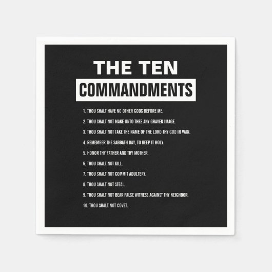 Tien Geboden Christelijk Bijbelvers Servet (Voorkant)