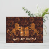 Tien geboden en leeuwen Bar / Bat Mitswa Kaart (Staand voorkant)