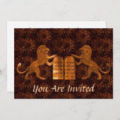 Tien geboden en leeuwen Bar / Bat Mitswa Kaart (Voorkant / Achterkant)