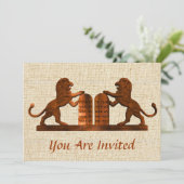 Tien geboden en leeuwen Bar / Bat Mitswa Kaart (Staand voorkant)