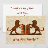 Tien geboden en leeuwen Bar / Bat Mitswa Kaart (Voorkant / Achterkant)