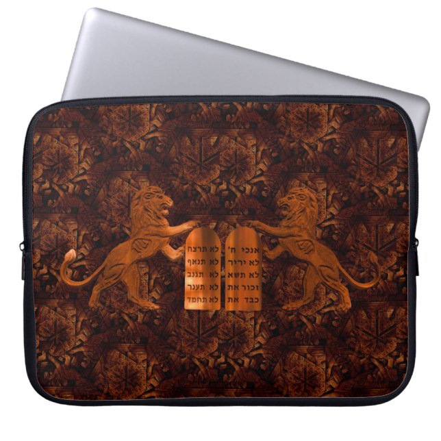 Tien Geboden en Lions Laptop Sleeve (Voorkant)