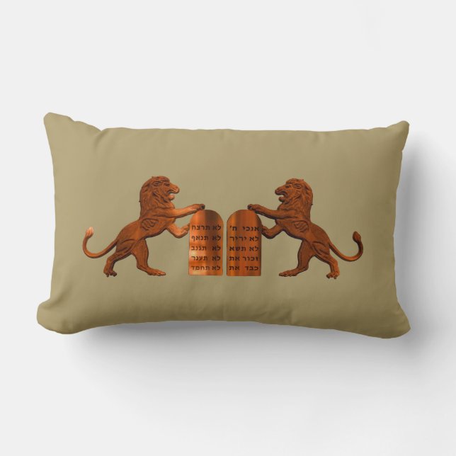 Tien geboden en Lions Lumbar Pillow Kussen (Voorkant)