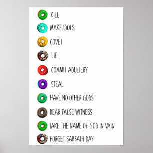 tien geboden grappige lijstboodschap humor religie poster