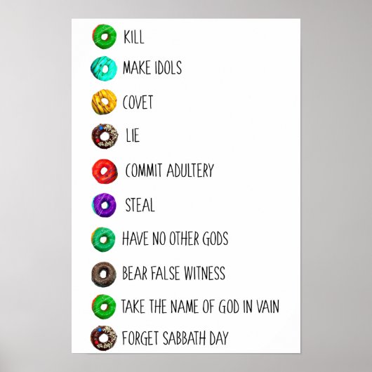 tien geboden grappige lijstboodschap humor religie poster (Voorkant)