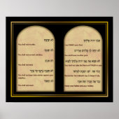 Tien geboden in Hebreeuws en English Canvas Art Poster (Voorkant)
