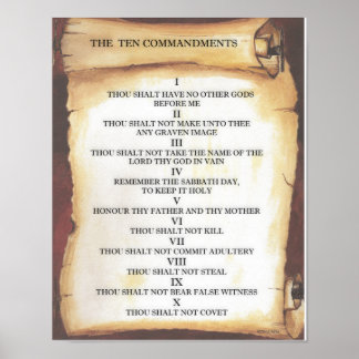 Tien geboden op Parchment Scroll Poster