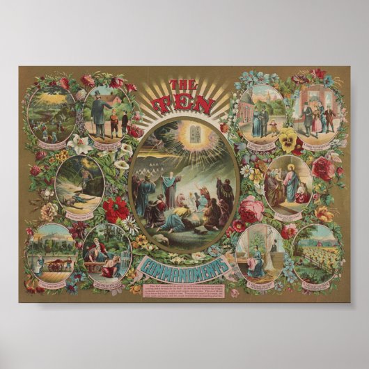 Tien Geboden Religieus Katholiek Poster (Voorkant)