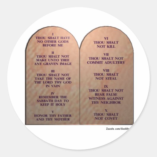 Tien geboden ronde sticker (Voorkant)