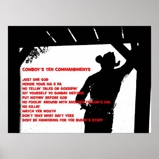 Tien geboden van Cowboy Poster (Voorkant)