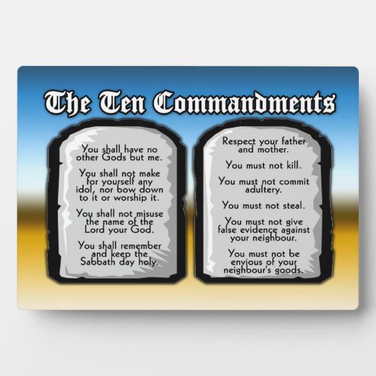 Tien geboden van de Heilige Bijbel, Gods wet Fotoplaat (voorkant)