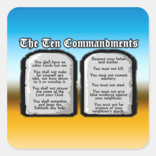 Tien geboden van de Heilige Bijbel, Gods wet Vierkante Sticker