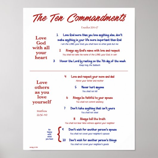 Tien geboden voor kinderen—Rood/Zeemacht 2 Poster (Voorkant)