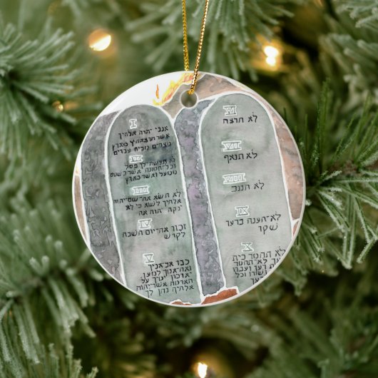 Tien gebogen Stone Tablets Jesse Tree Keramisch Ornament (Boom)