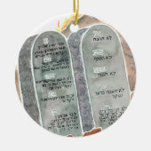 Tien gebogen Stone Tablets Jesse Tree Keramisch Ornament (Voorkant)