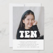 Tien - Groovy Foto Verjaardag Uitnodiging (Voorkant)