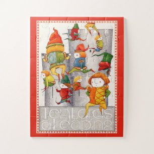 TIEN HEEREN DIE SPRINGEN 11x14 Grote Stukken Puzze Legpuzzel