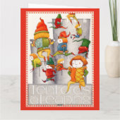 TIEN HEEREN DIE SPRINGEN Grote kerstkaart / Rood Kaart (Achterkant)