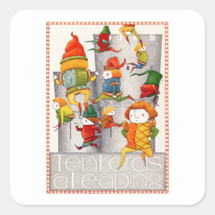 TIEN HEEREN DIE SPRINGEN Kleine vierkante stickers
