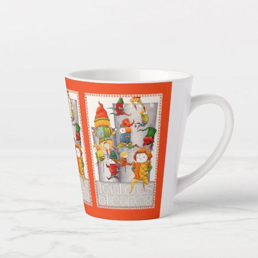 TIEN HEEREN DIE SPRINGEN Latte Mok - Rood (Rechts)