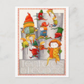 TIEN HEEREN SPRINGEND Postkaart Feestdagenkaart (Voorkant)