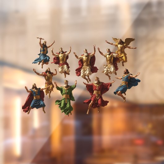 Tien Heren die de Tien Geboden springen Raamsticker (Vel 2)