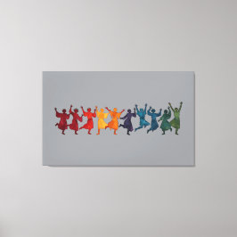 Tien heren die springen Uitknippen in stencilstijl Canvas Afdruk