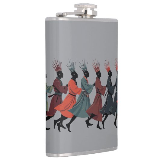 Tien Heren Een springende uitsnede in strencil-sti Heupfles (Rechts)