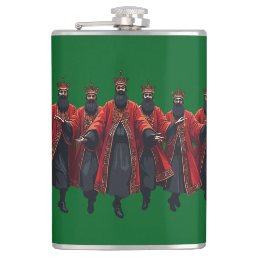 Tien Heren een springende uitsnede in strencil-sti Heupfles (Voorkant)