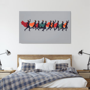 Tien Heren een springende uitsnede stencil-stijl 2 Canvas Afdruk