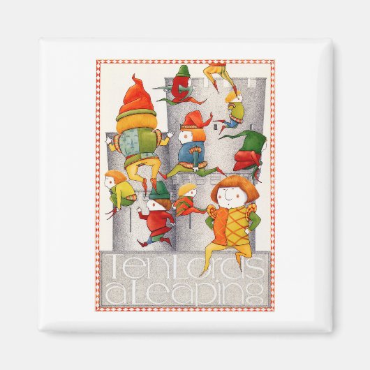 TIEN HEREN EEN SPRINGENDE vierkante magneet (Voorkant)