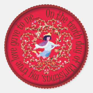 Tien heren springen op ronde sticker