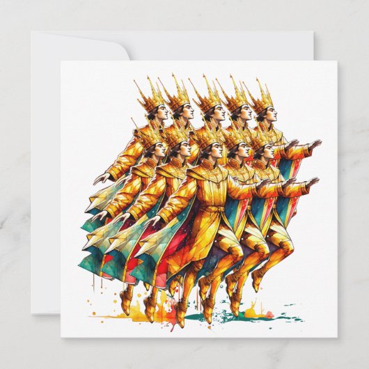 Tien heren springen | Twaalf dagen van Kerstmis Feestdagenkaart (Voorkant)