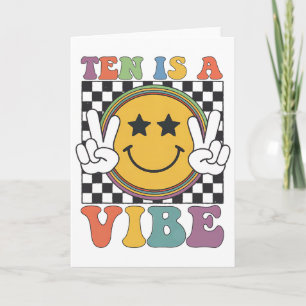 Tien Is Een 10e Verjaardag Groovy Gelukkig 10 Jaar Kaart