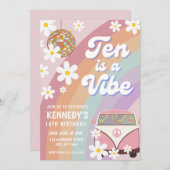 Tien is een vibe 10e verjaardag uitnodiging groovy (Voorkant / Achterkant)