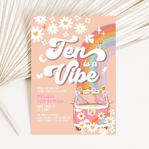Tien is een Vibe Groovy Daisy Regenboog 10e Verjaa Kaart