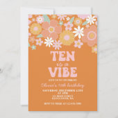 Tien is een vibe Groovy Retro Floral 10e verjaarda Kaart (Voorkant)