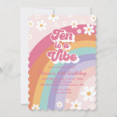Tien is een Vibe Rainbow 10th Birthday uitnodiging (Voorkant)