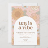 Tien is een Vibe Retro Floral 10e verjaardag Kaart (Voorkant)