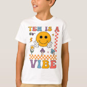 Tien is een vibe retro glimlach 10 jaar oude 10e g t-shirt (Voorkant)