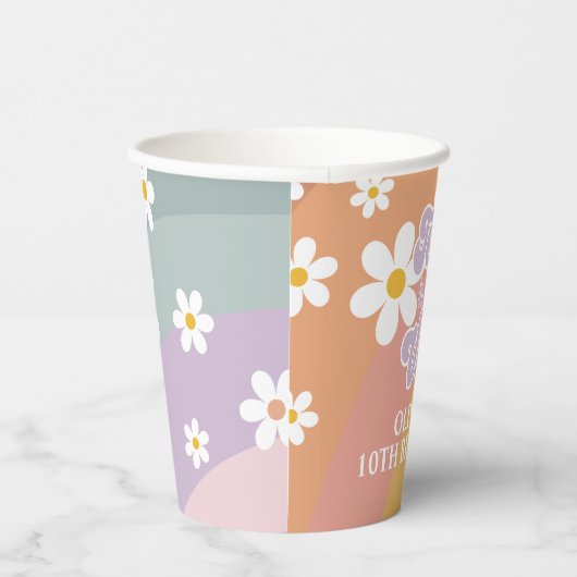 Tien is een Vibe Retro Rainbow Paper Cups Papieren Bekers (Rechts)