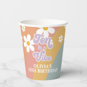 Tien is een Vibe Retro Rainbow Paper Cups Papieren Bekers