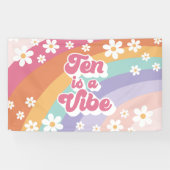 Tien is een Vibe Retro Regenboog 10e verjaardag Spandoek (Horizontaal)