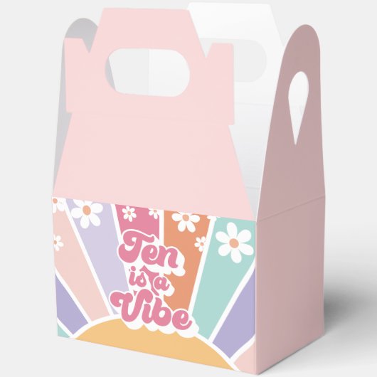 Tien is een Vibe Retro Sunshine Rainbow Daisy Bedankdoosjes (Open)