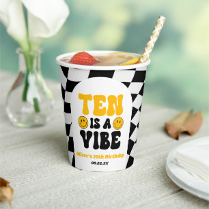 Tien Is Een Vibe Retro Tiende 10e Verjaardagsfeest Papieren Bekers