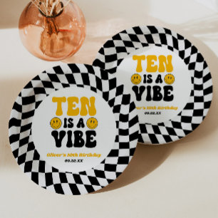 Tien Is Een Vibe Retro Tiende 10e Verjaardagsfeest Papieren Bordje