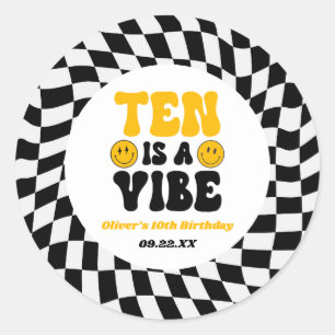 Tien Is Een Vibe Retro Tiende 10e Verjaardagsfeest Ronde Sticker