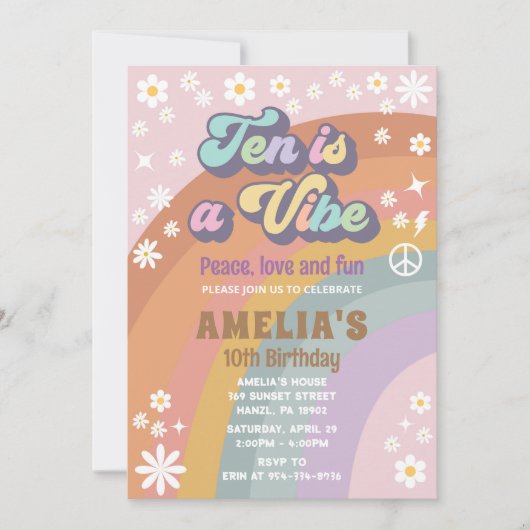 Tien is een vibe verjaardag uitnodiging (Voorkant)
