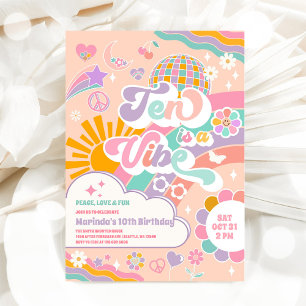 Tien Is Een Vibe Zon Regenboog Disco 10e Verjaarda Kaart